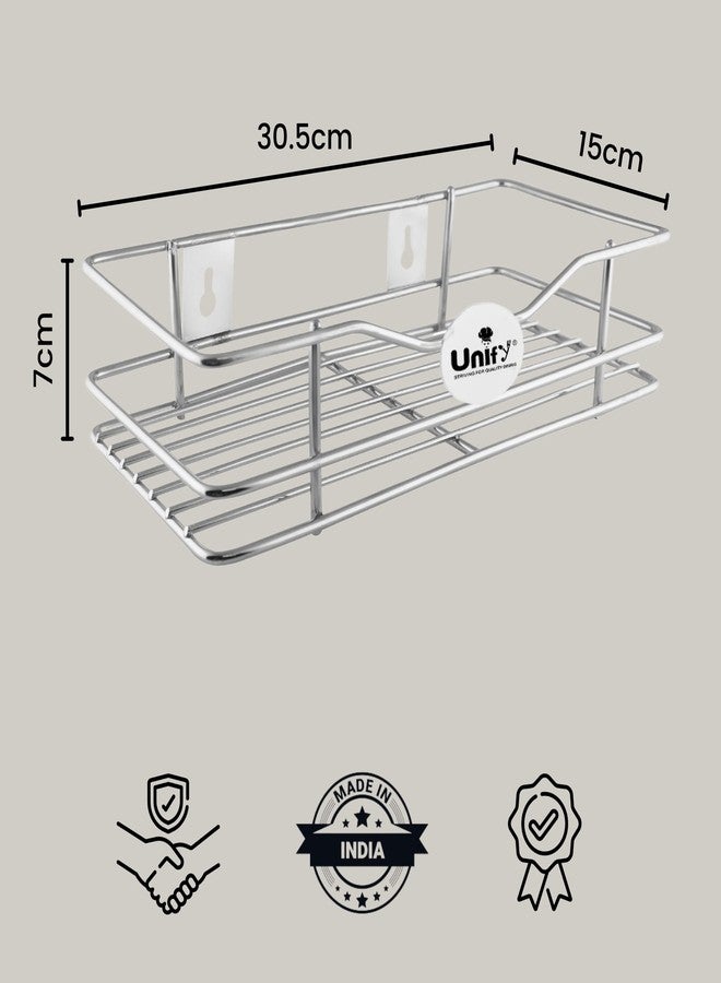 Unify Stainless Steel Multipurpose Storage Rack/Shelf, Bathroom Shelves and Racks Steel, Bathroom Shelf Accessories, Chrome Finish, Size: 31 * 15 * 7 cm - Image 3
